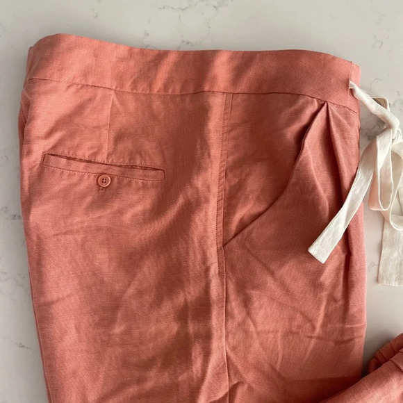 Aritzia Wilfred Allegra Button Close Linen Lyocell Casual Pants Salmon Sz 4 - Picture 3 of 13